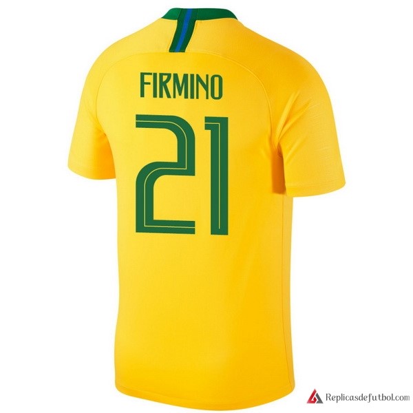 Camiseta Seleccion Brasil Primera equipación Firmino 2018 Amarillo